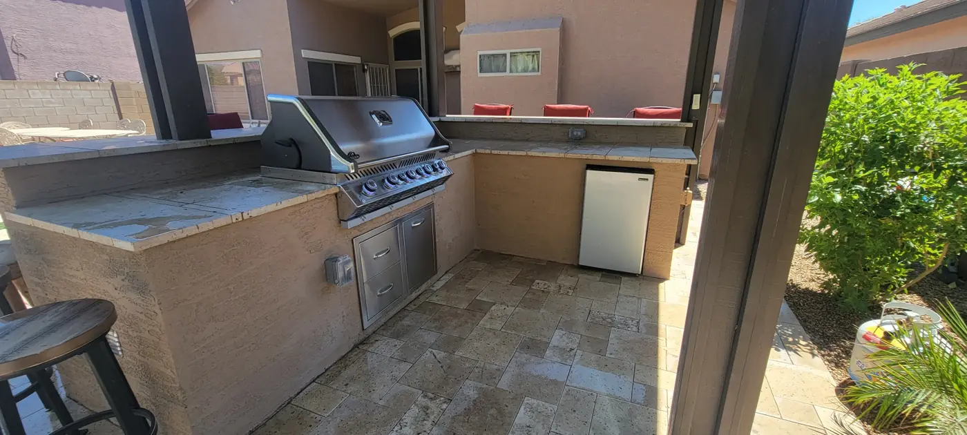 Stone outdoor BBQ kitchen