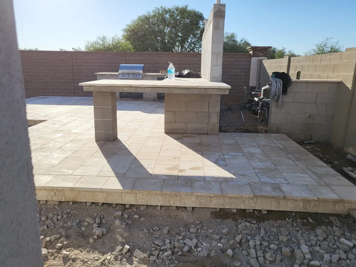 BBQ island with extended countertop