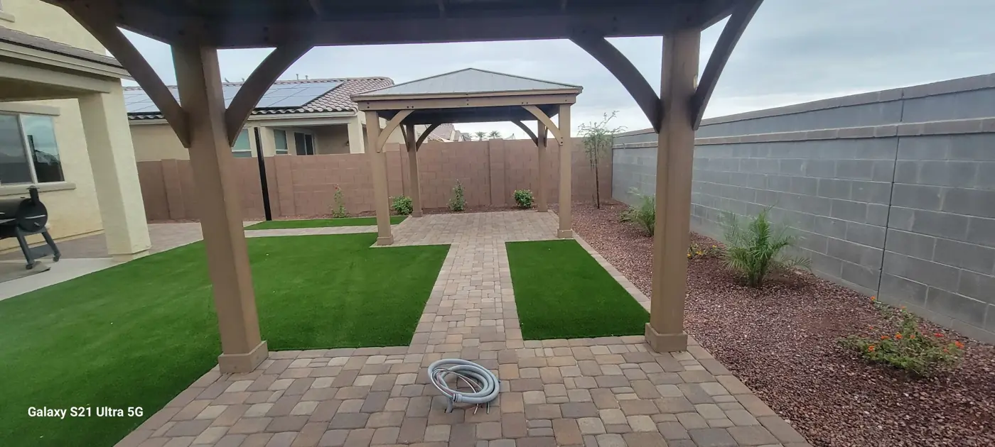 Gazebo patio and turf pathways