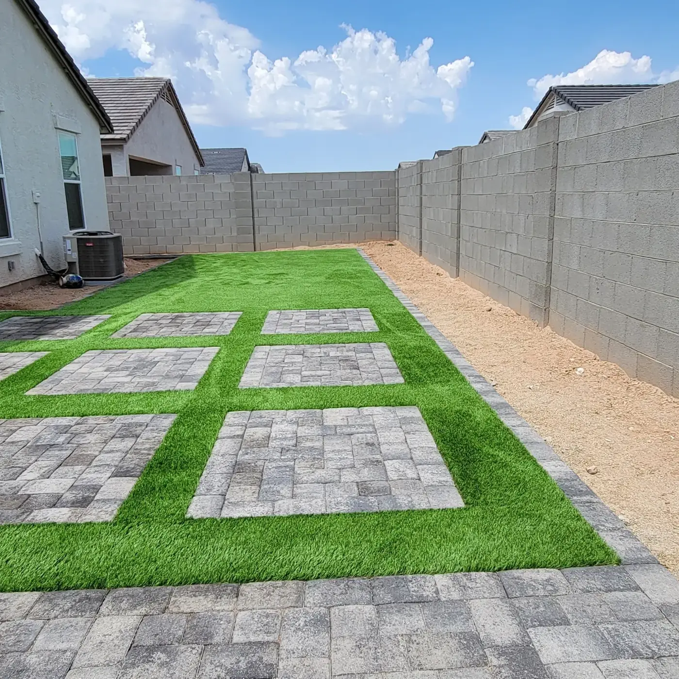 Stepping pads set into artificial turf