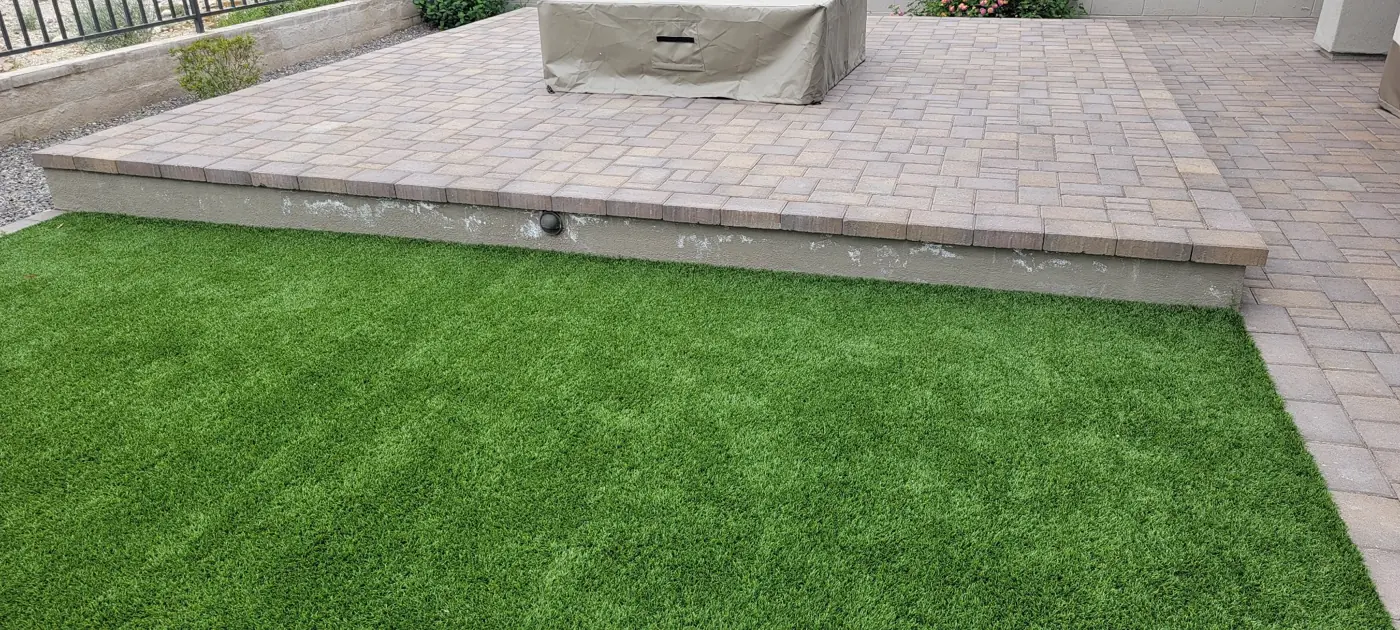 Paver border and raised patio detail