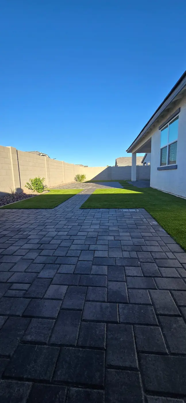 Paver walkway and lawn transition
